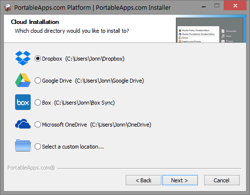 PortableApps.com Installer user interface