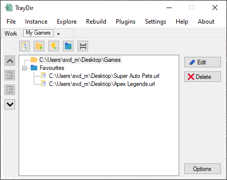 TrayDir system tray folder access interface